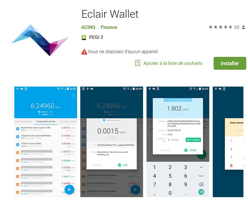 Eclair Wallet : La première application mobile pour utiliser le Lightning Network
