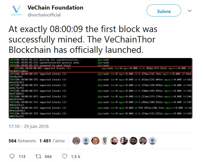VeChain lance officiellement sa blockchain VeChainThor