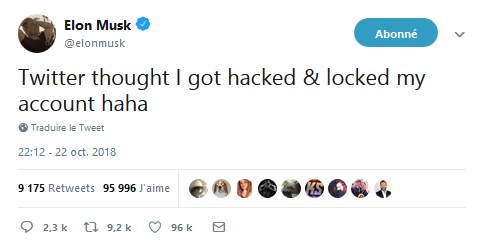 Twitter bloque le compte d&#8217;Elon Musk après un étrange tweet sur Bitcoin
