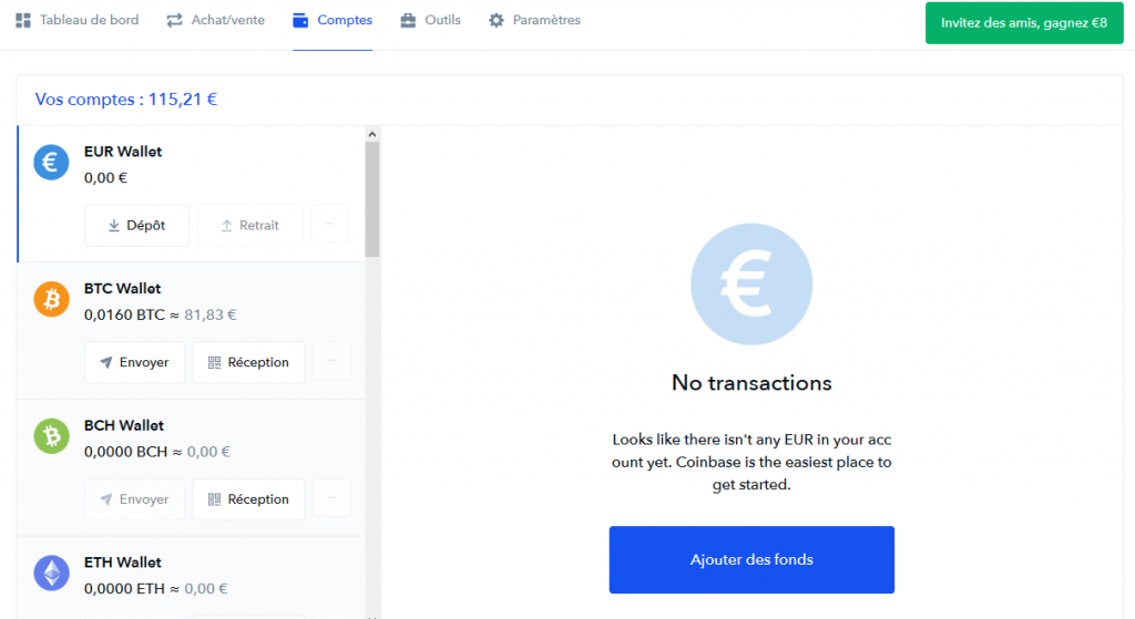 frais transaction coinbase