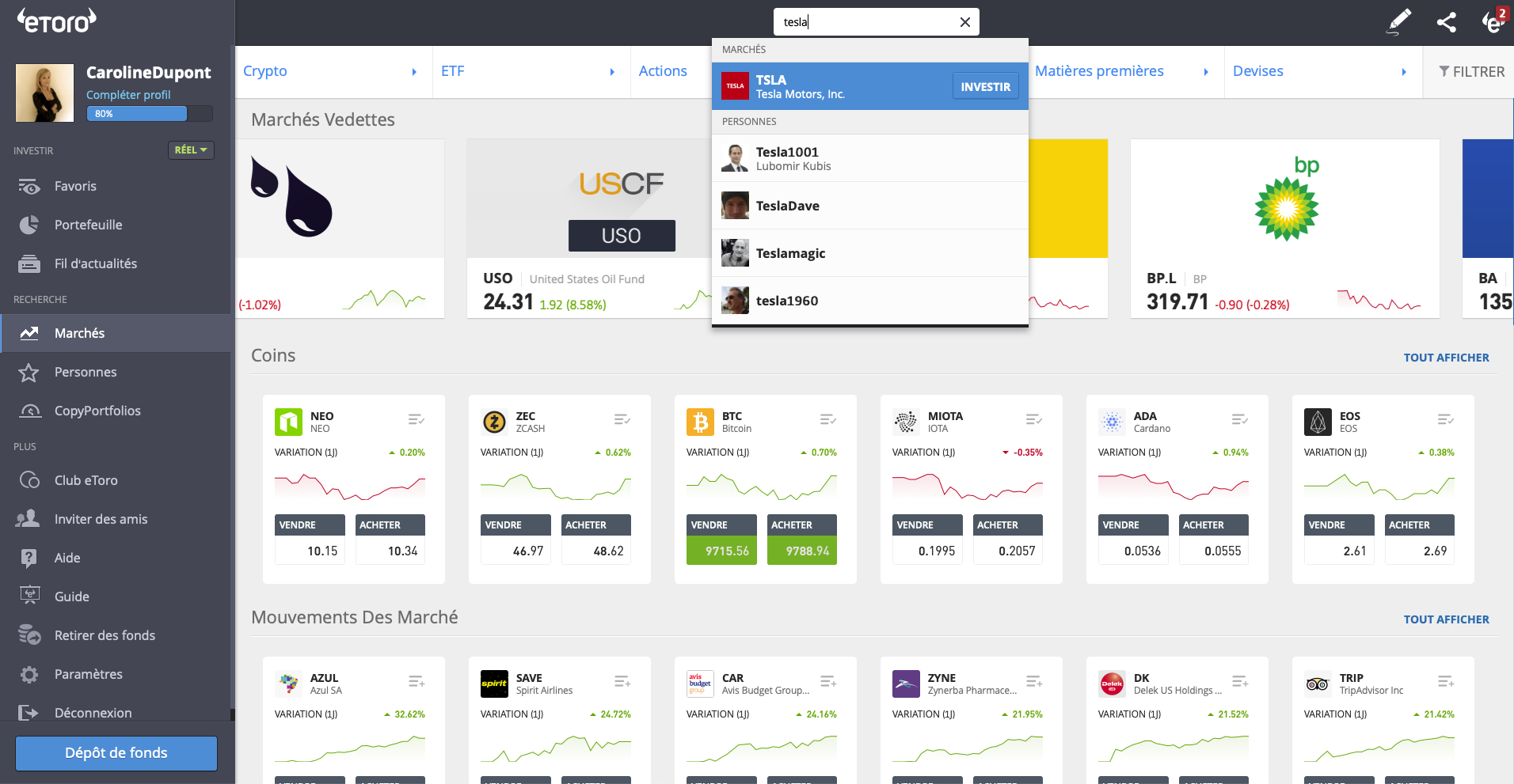 Acheter Tesla avec eToro