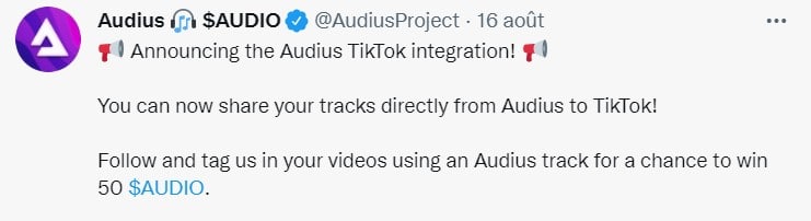 audius signs a partnership with tiktok