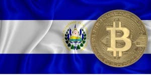 Drapeau du Salvador contenant un bitcoin