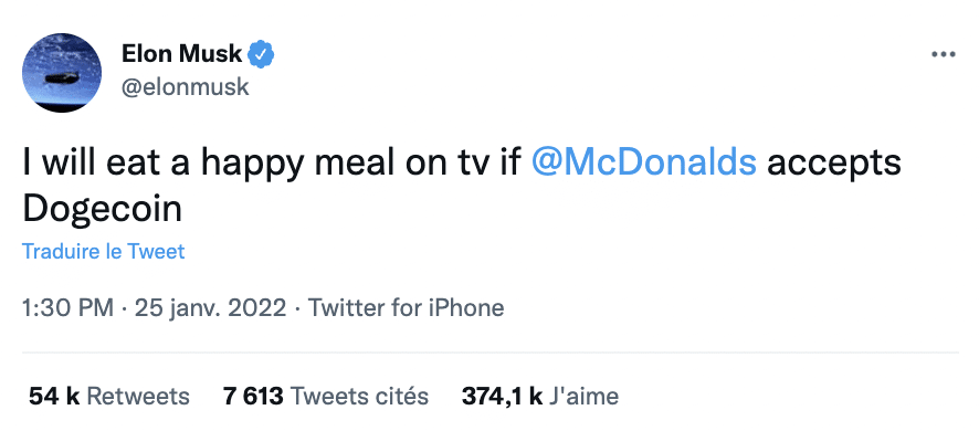 Elon Musk interpelle McDonalds