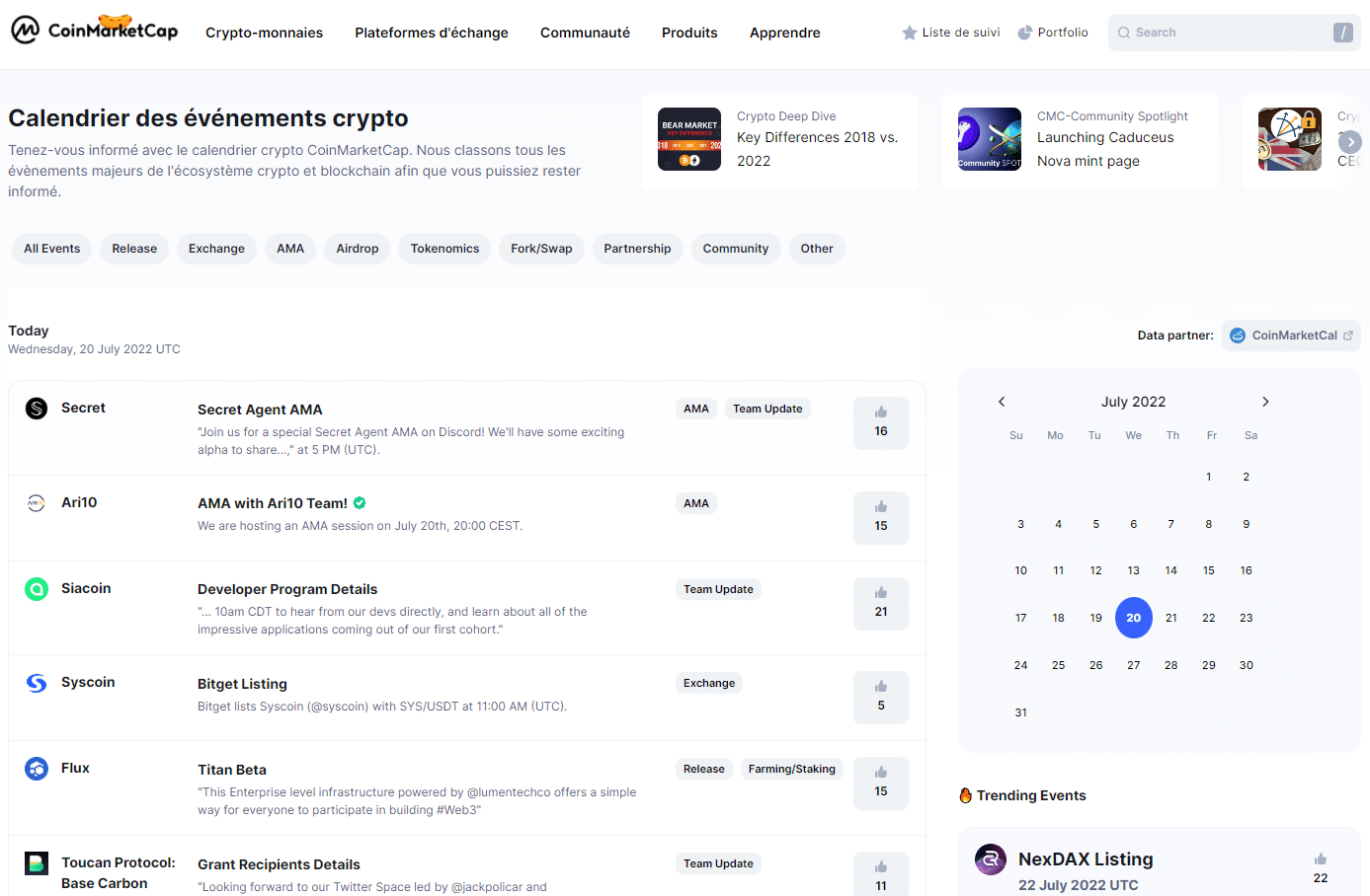 Les meilleurs calendriers crypto pour suivre les évènements à venir