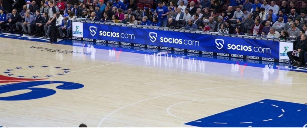 Socios.com on the 76ers court