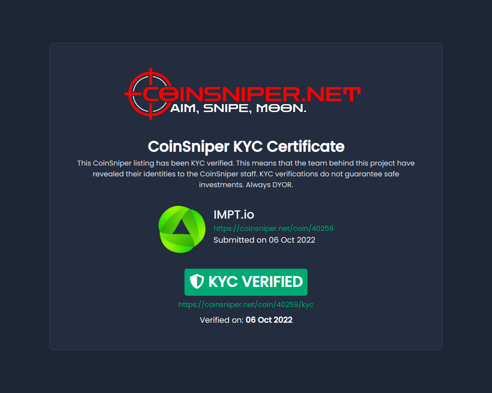 Coinsnipper : vérification KYC des dirigeants de la plateforme (certificat)