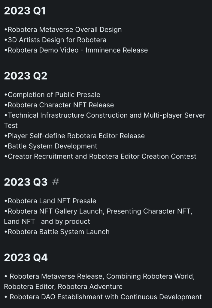 roadmap 2023 RobotEra
