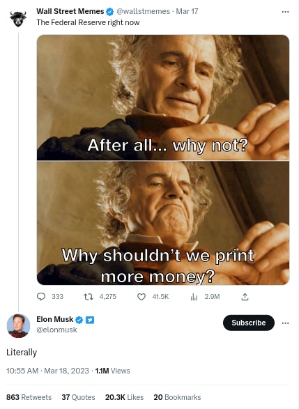 Compte Twitter officiel de Wall Street Memes