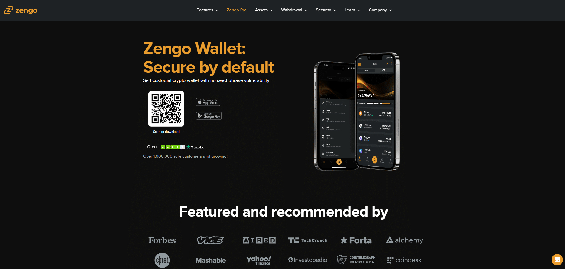Page d'accueil zengo wallet