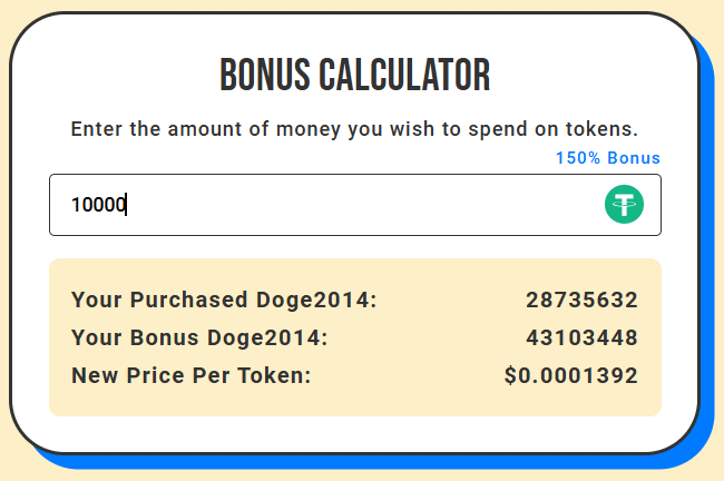 Bonus calculator DOGE2014