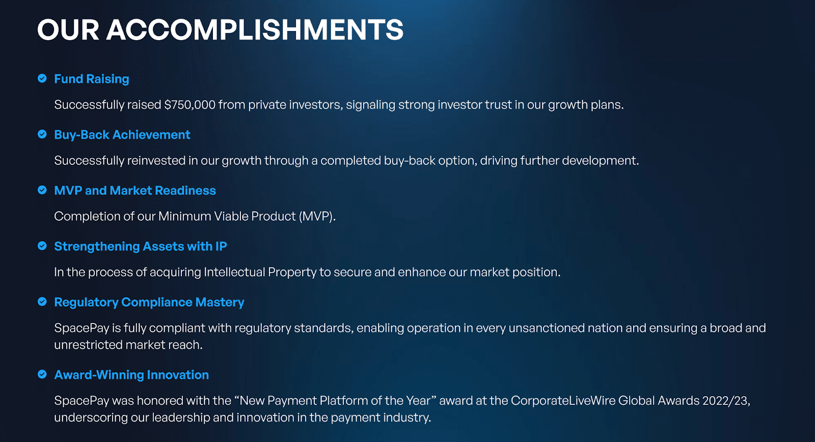 accomplissement SpacePay