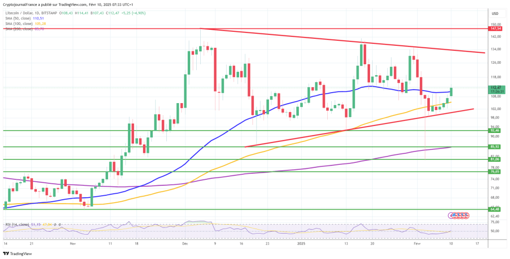 Graphique Litecoin journalier