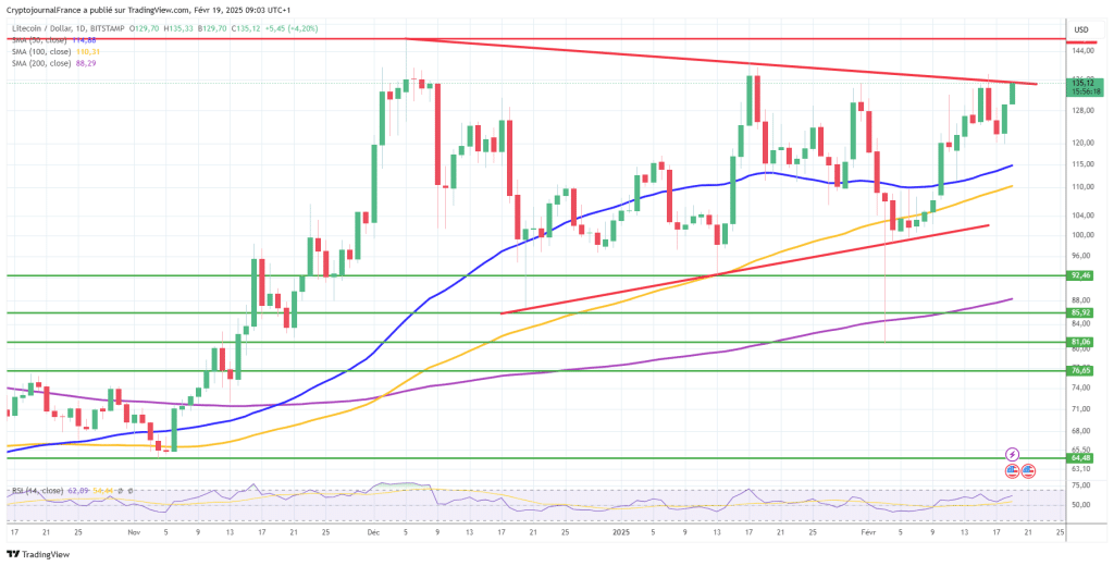 Graphique Litecoin journalier