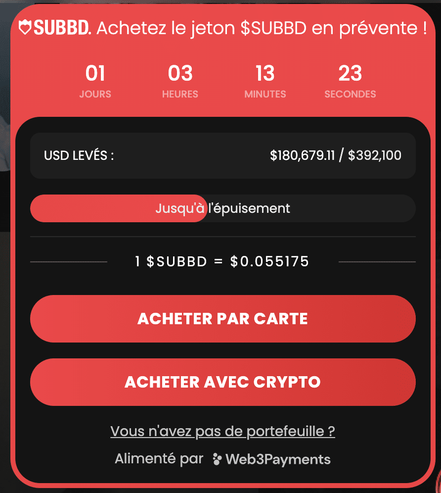 SUBBD jeton prédictions de prix et mode de paiement