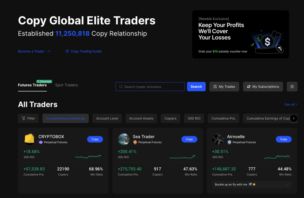 Copy trading sur KCEX