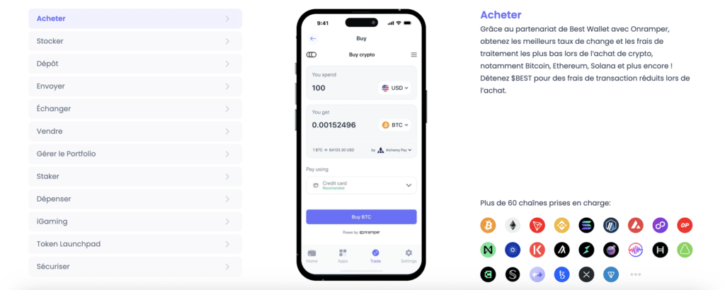 acheter crypto sur best wallet