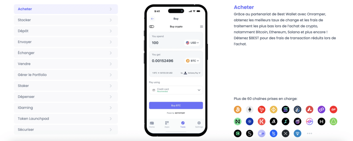acheter crypto sur best wallet