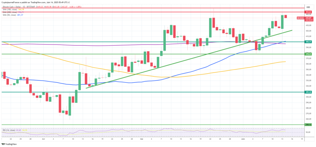 Graphique Bitcoin Cash journalier