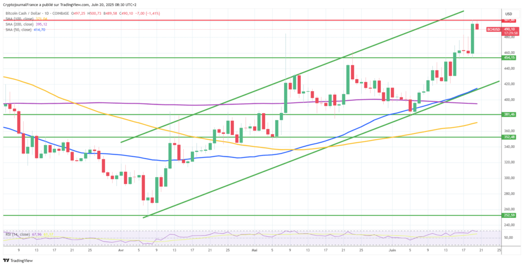 Graphique Bitcoin Cash journalier