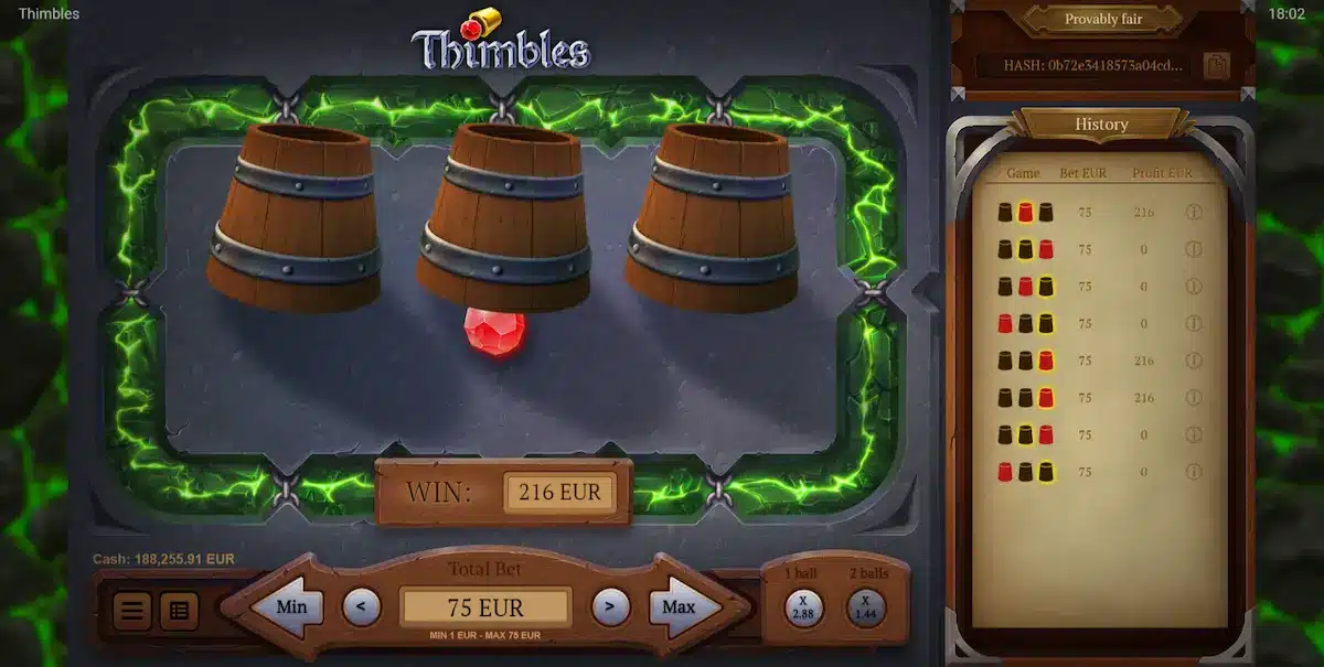 Jeu Thimbles