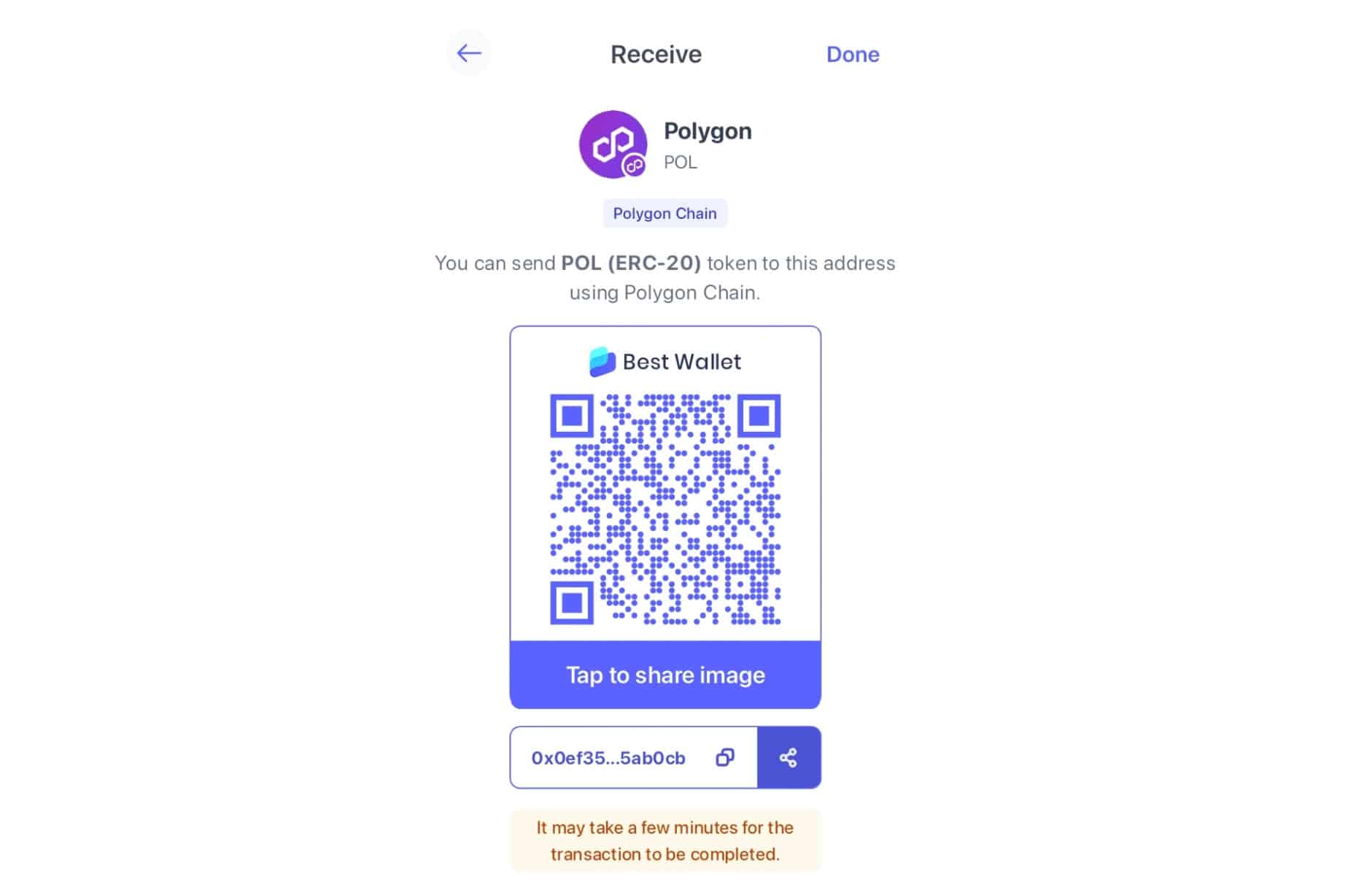 Recevoir des cryptos sur Best Wallet