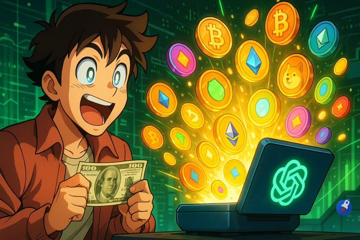 Transformer 100 $ en 100 000 $ cryptos x1000 selon ChatGPT