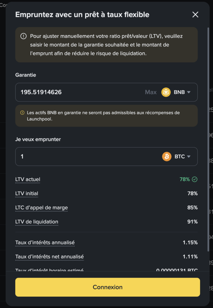 Validation prêt binance