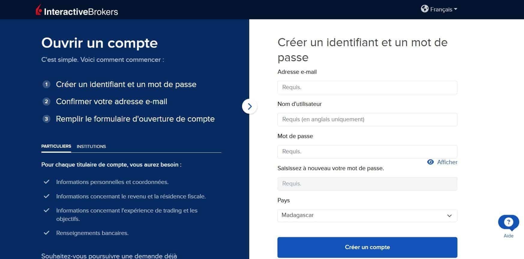 Interactive Brokers - ouvrir un compte