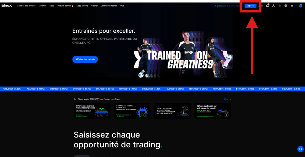 dépôt sur BingX