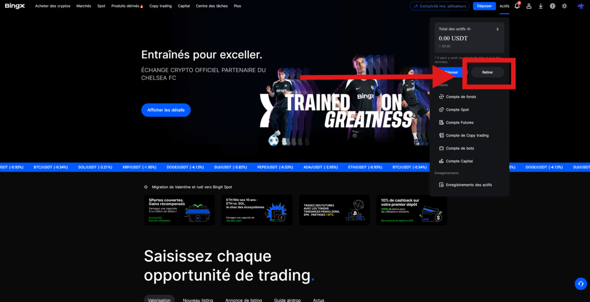 retirer sur bingx