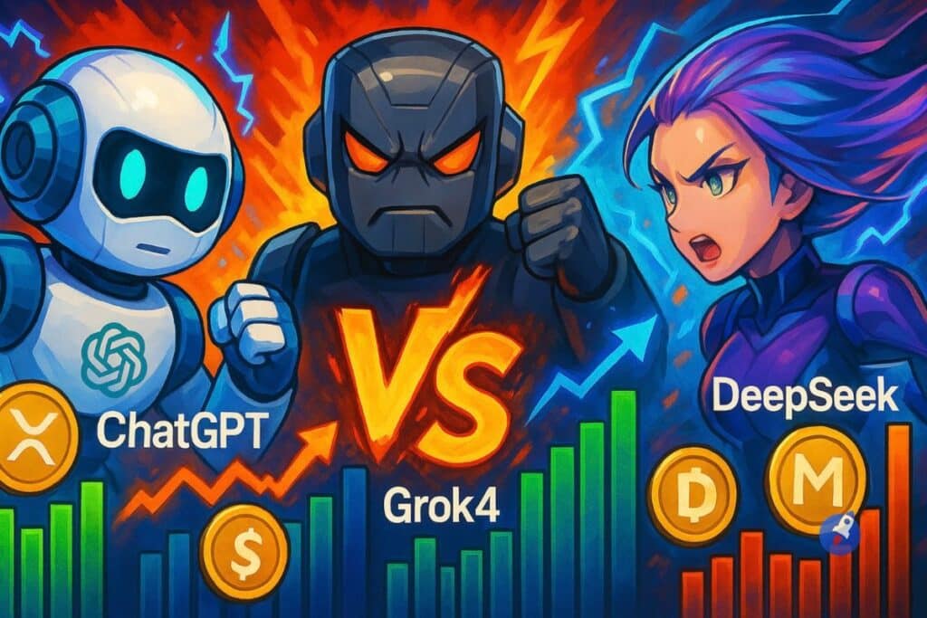 ChatGPT vs Grok4 vs DeepSeek : ils prédisent le prix de XRP, DOGE et MAXI en 2026