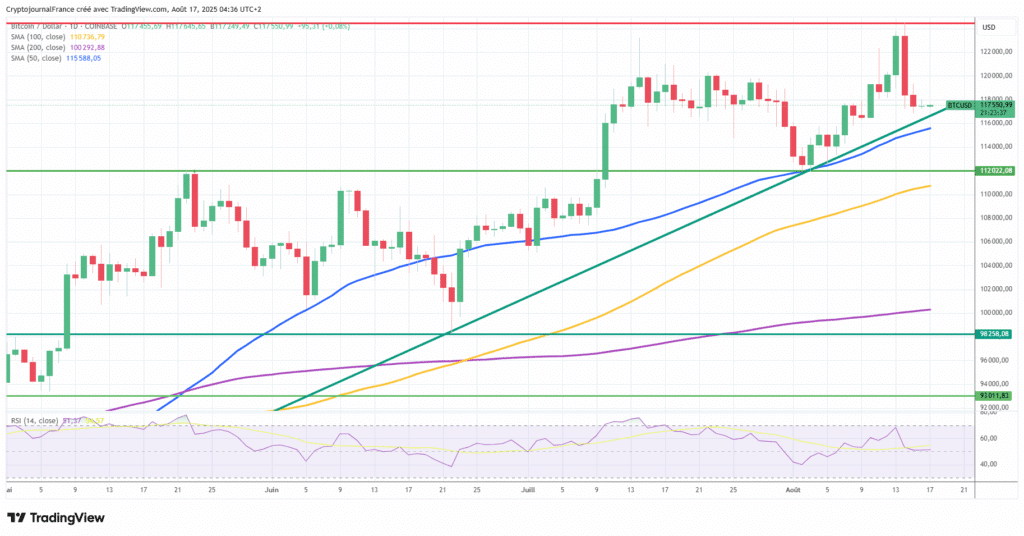 Graphique Bitcoin journalier