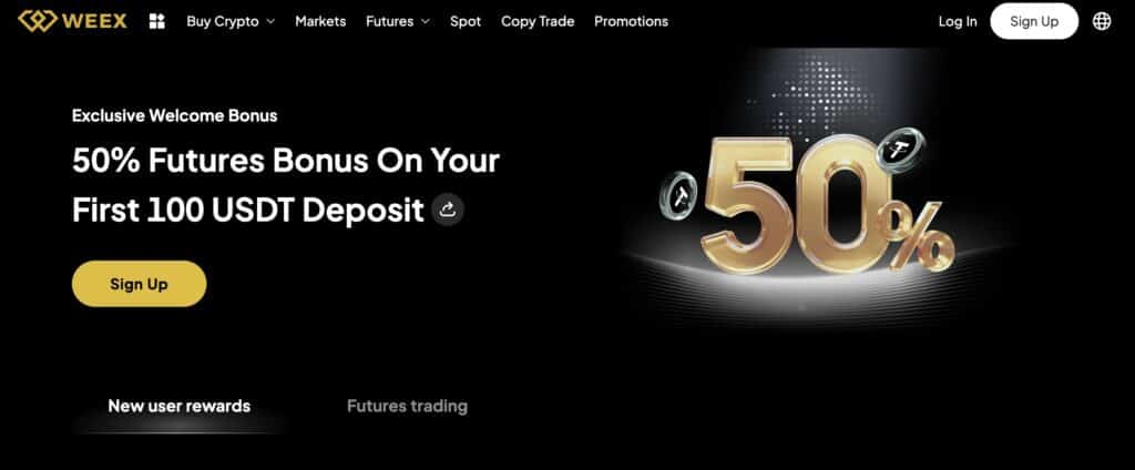 weex bonus 50%