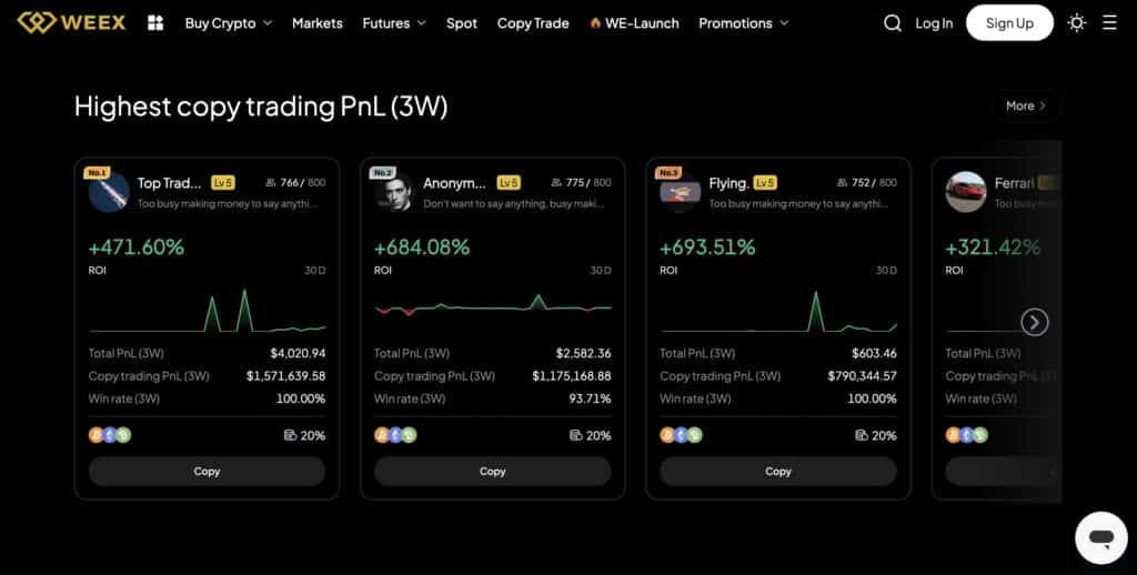 weex copy trading
