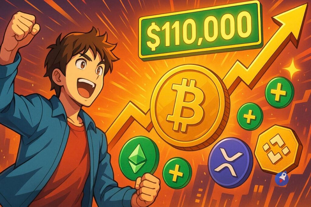 Direct: Bitcoin à 110 000 dollars, ETH, XRP BNB font +5%, espoir d’un bull run ?
