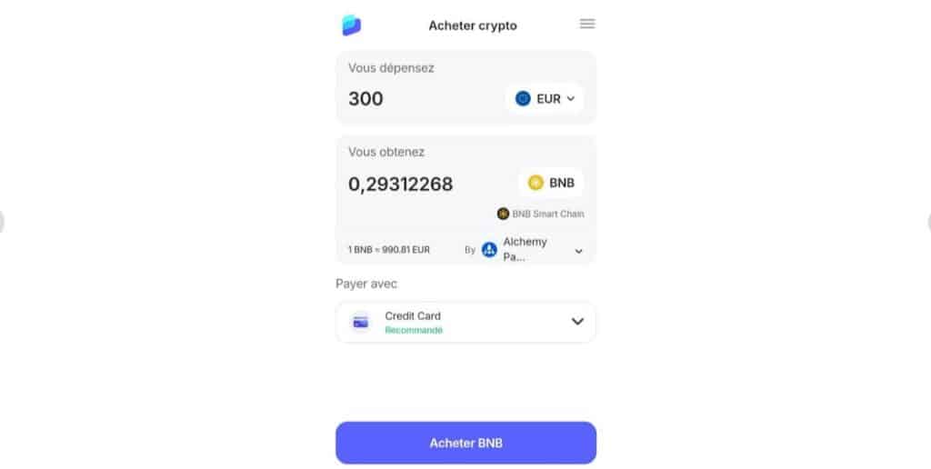 Acheter du BNB avec Best Wallet