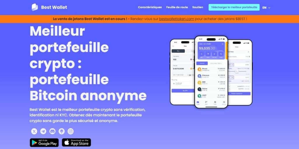 Page d'accueil de Best Wallet