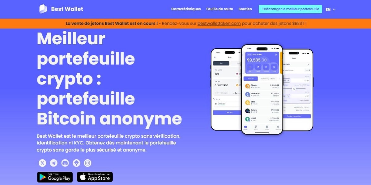 Page d'accueil de Best Wallet