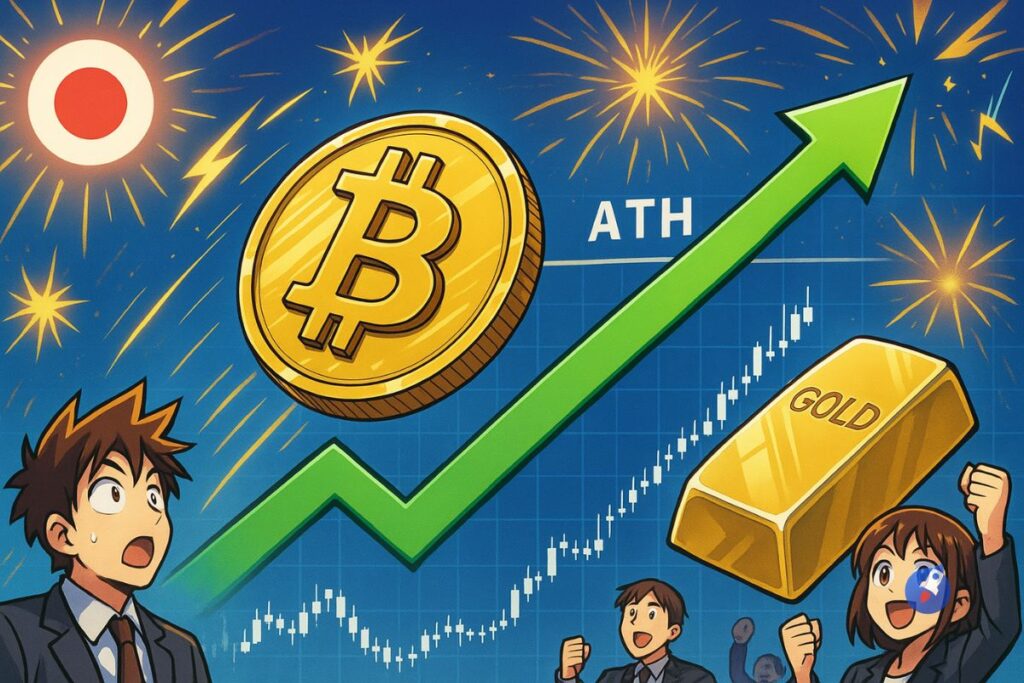Bitcoin et l’Or grimpent sur des records avec l’aide du Japon : Semaine explosive en vue