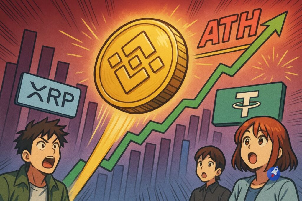 BNB s’envole sur de nouveaux records et dépasse XRP et Tether : Déjà +35% en octobre
