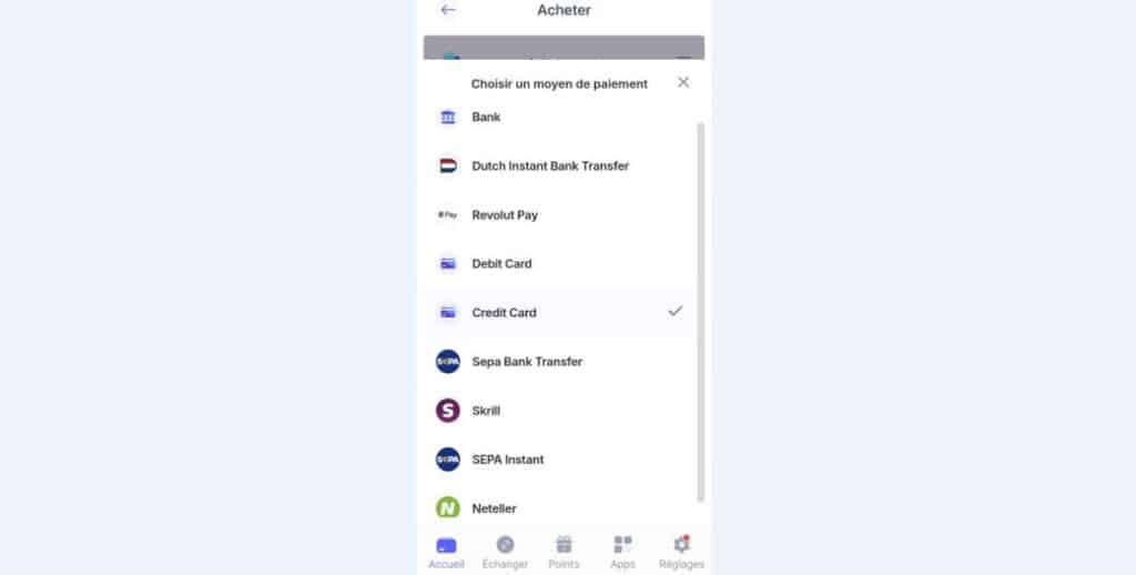 Moyens de paiement sur Best Wallet