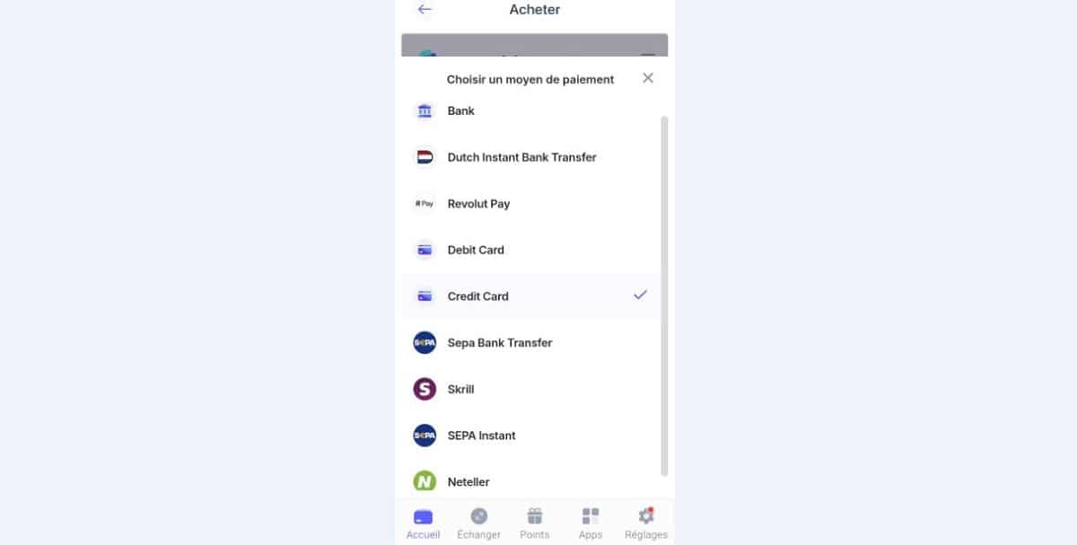 Moyens de paiement sur Best Wallet