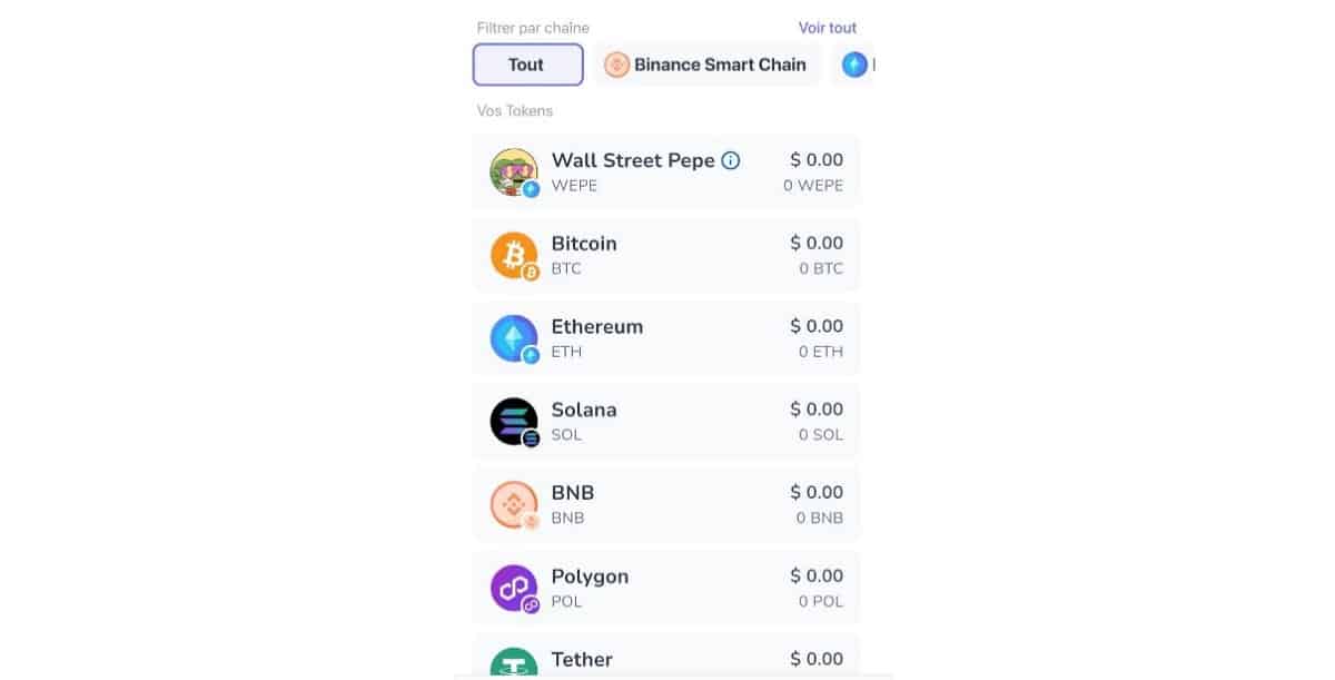 Rechercher BNB sur Best Wallet