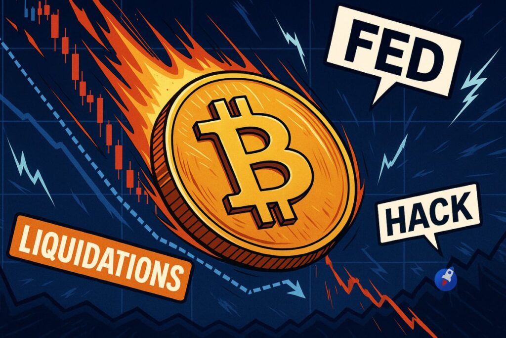 Bitcoin s’effondre : La Fed prudente, les liquidations et un hack déclenchent un crash des cryptos