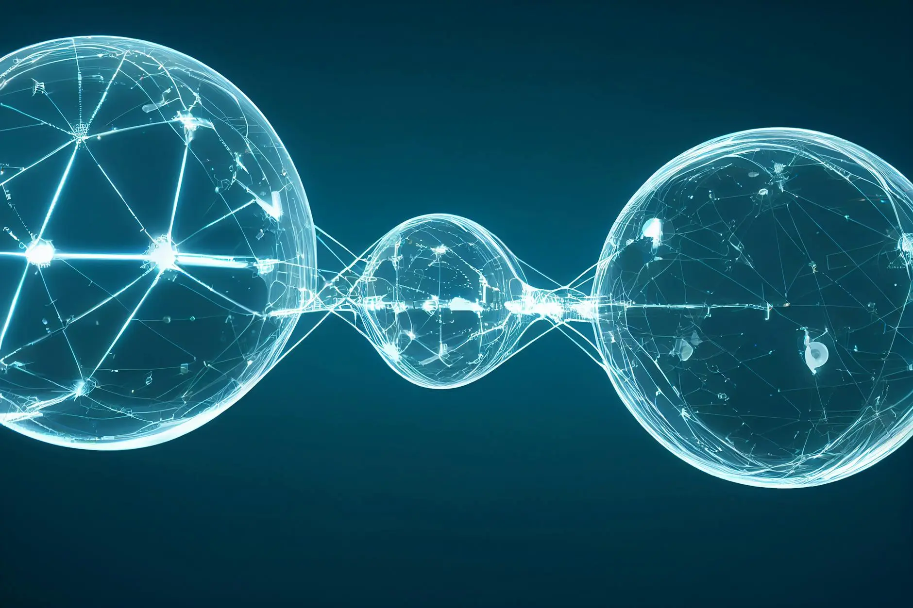 Digital representation of interconnected spheres symbolizing a network.