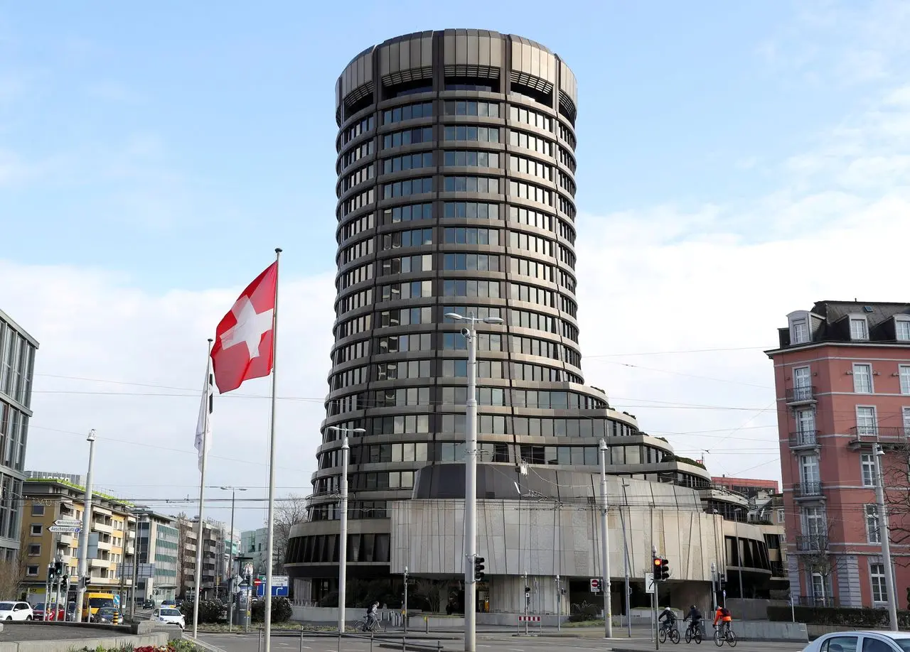 The Basel headquarters of the Bank for International Settlements, a modern architectural building.
