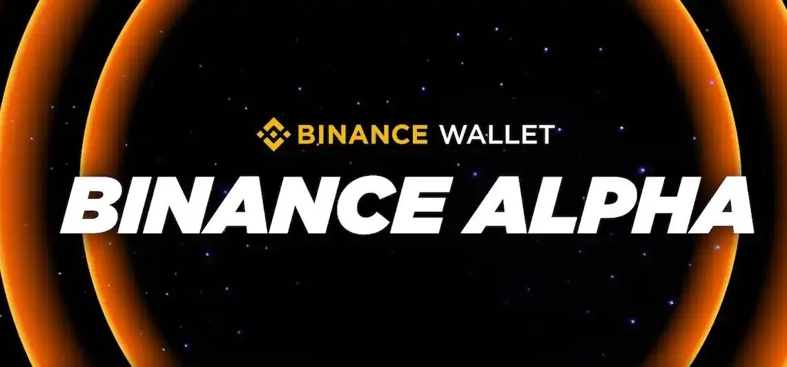 Binance Wallet interface showcasing 'Binance Alpha' on a dark starry background.