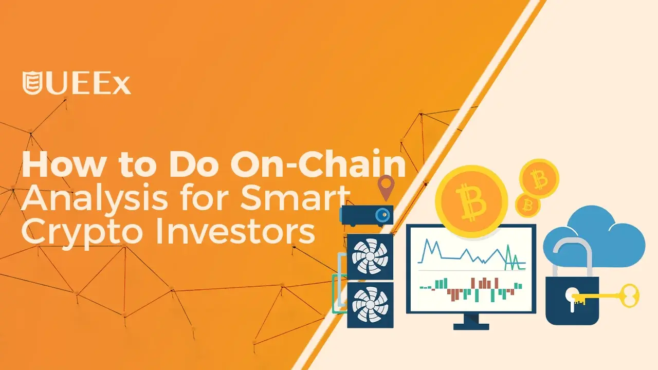 Graphic illustrating on-chain analysis for crypto investors with charts and Bitcoin symbols.
