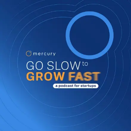 Graphic featuring the words 'Go Slow to Grow Fast' with a blue background and circular design elements.